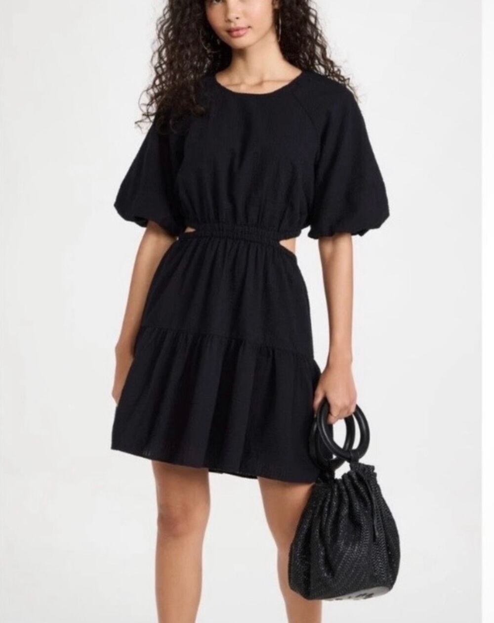 Madewell seersucker cut out mini dress size XL black